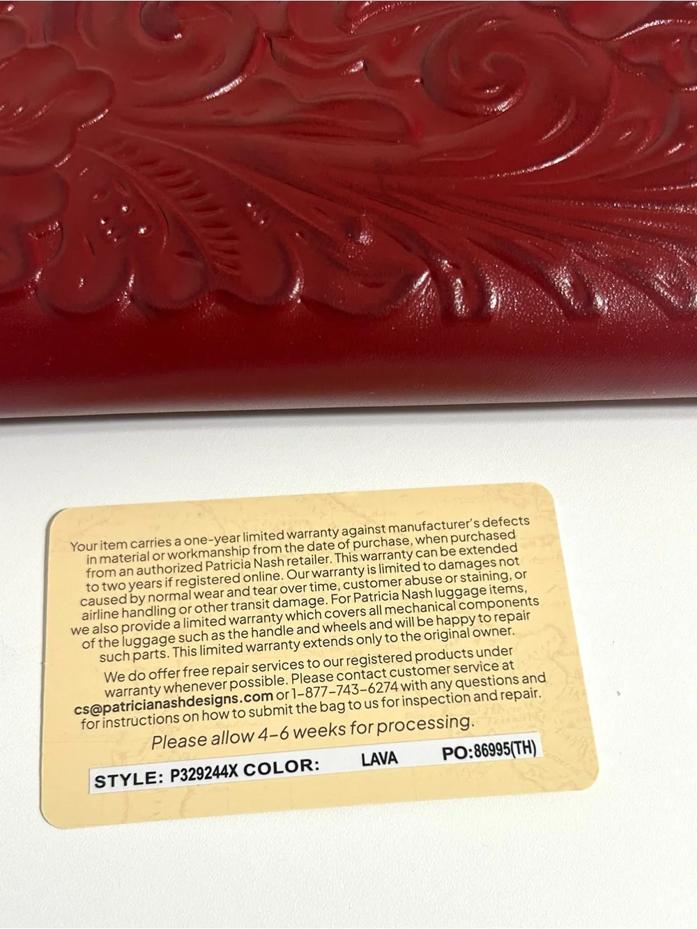 NWT Authentic PATRICIA NASH Cauchy Tooled Leather Wallet, Red Lava Floral - Picture 10 of 11